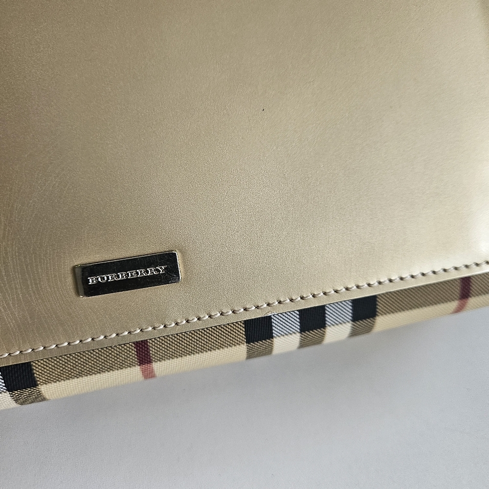 Burberry London Beige Leather & Coated Canvas Novacheck Shoulder Bag - Picture 9 of 13